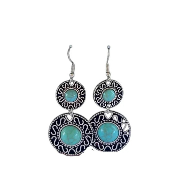 3 for $13 New earrings silver tone antique finish drop earrings double earring - Picture 3 of 3